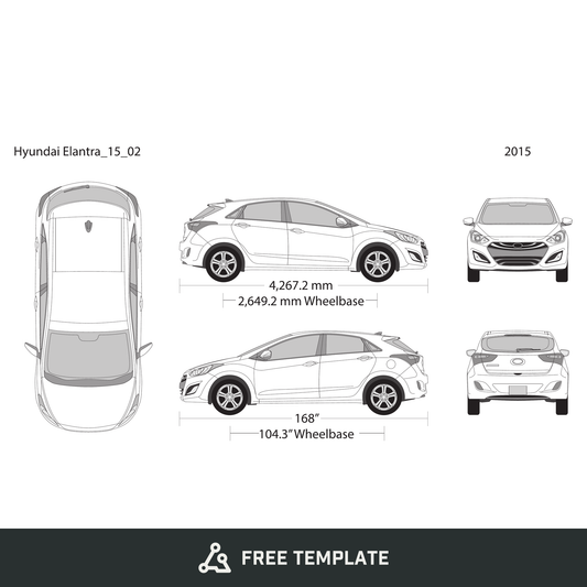 2015 Hyundai Elantra free vector vehicle wrap template - GravBase