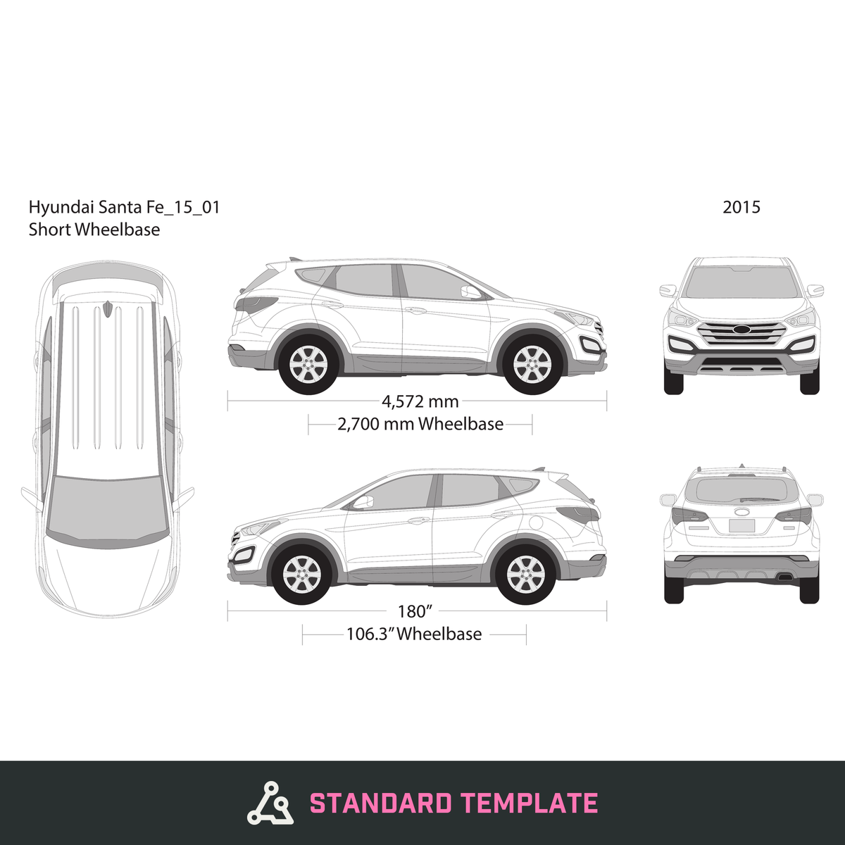 2015 Hyundai Santa Fe vector wrap template V01, Design-Ready PDF - GravBase