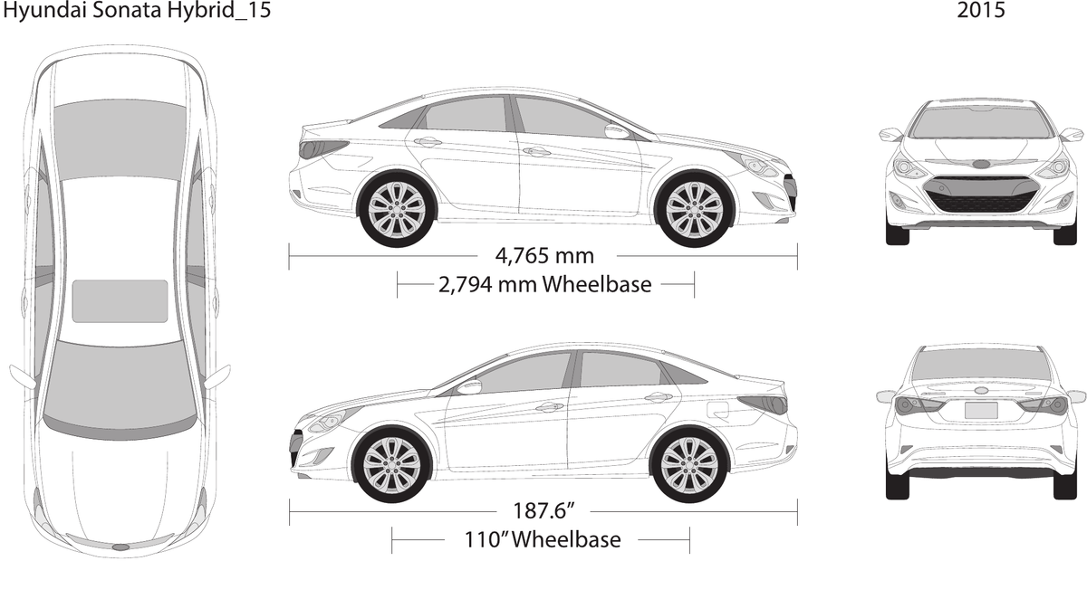 2015 Hyundai Sonata Hybrid vector wrap template, Design-Ready PDF - GravBase