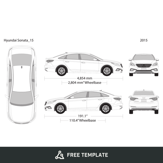 2015 Hyundai Sonata free vector vehicle wrap template - GravBase