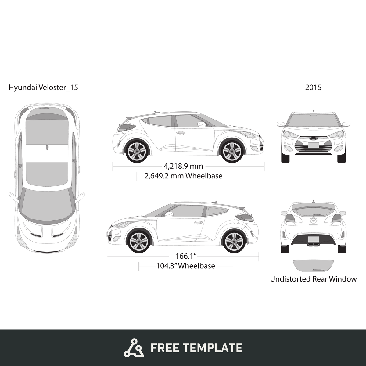 2015 Hyundai Veloster free vector vehicle wrap template - GravBase