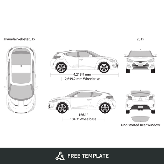 2015 Hyundai Veloster free vector vehicle wrap template - GravBase