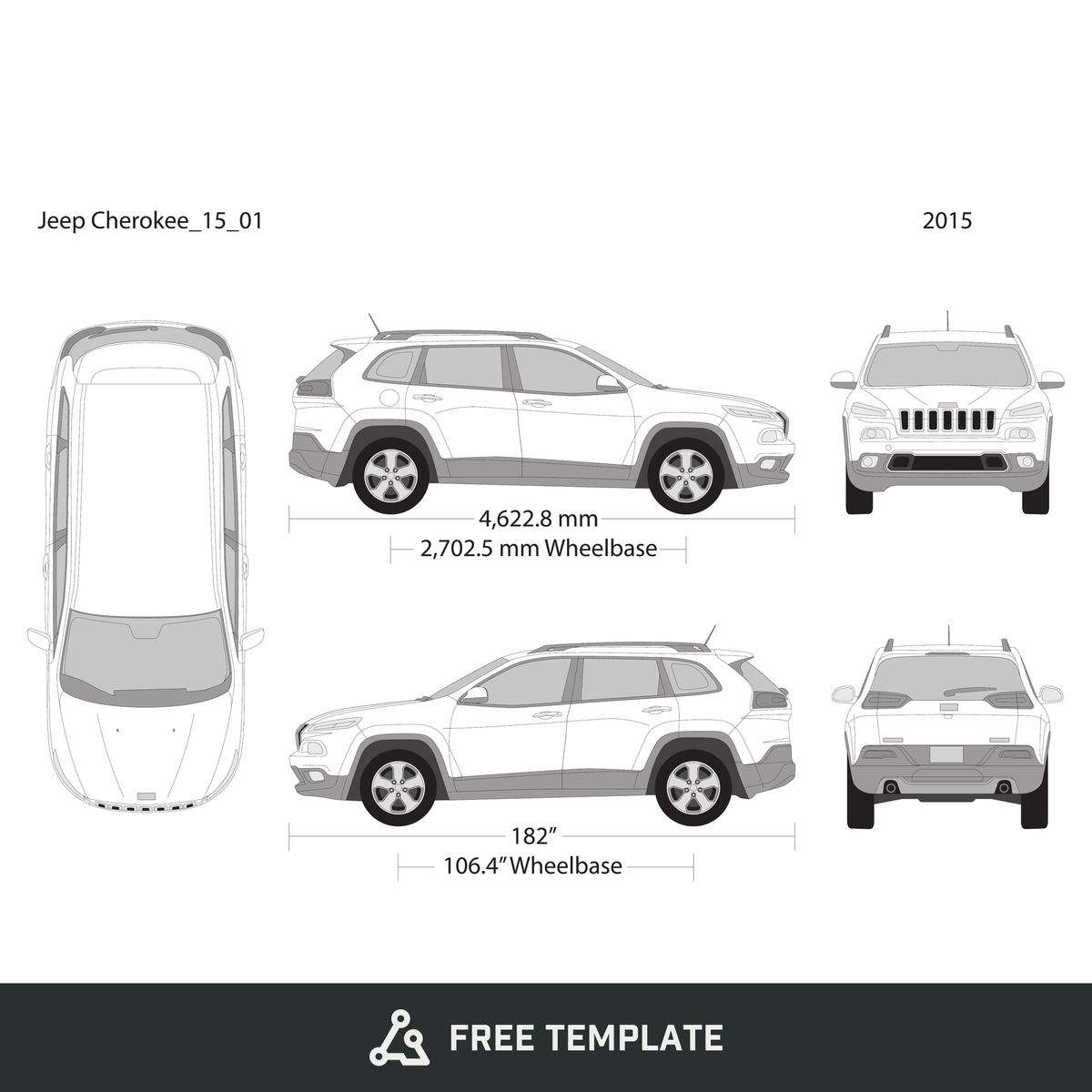 2015 Jeep Cherokee free vector vehicle wrap template - GravBase