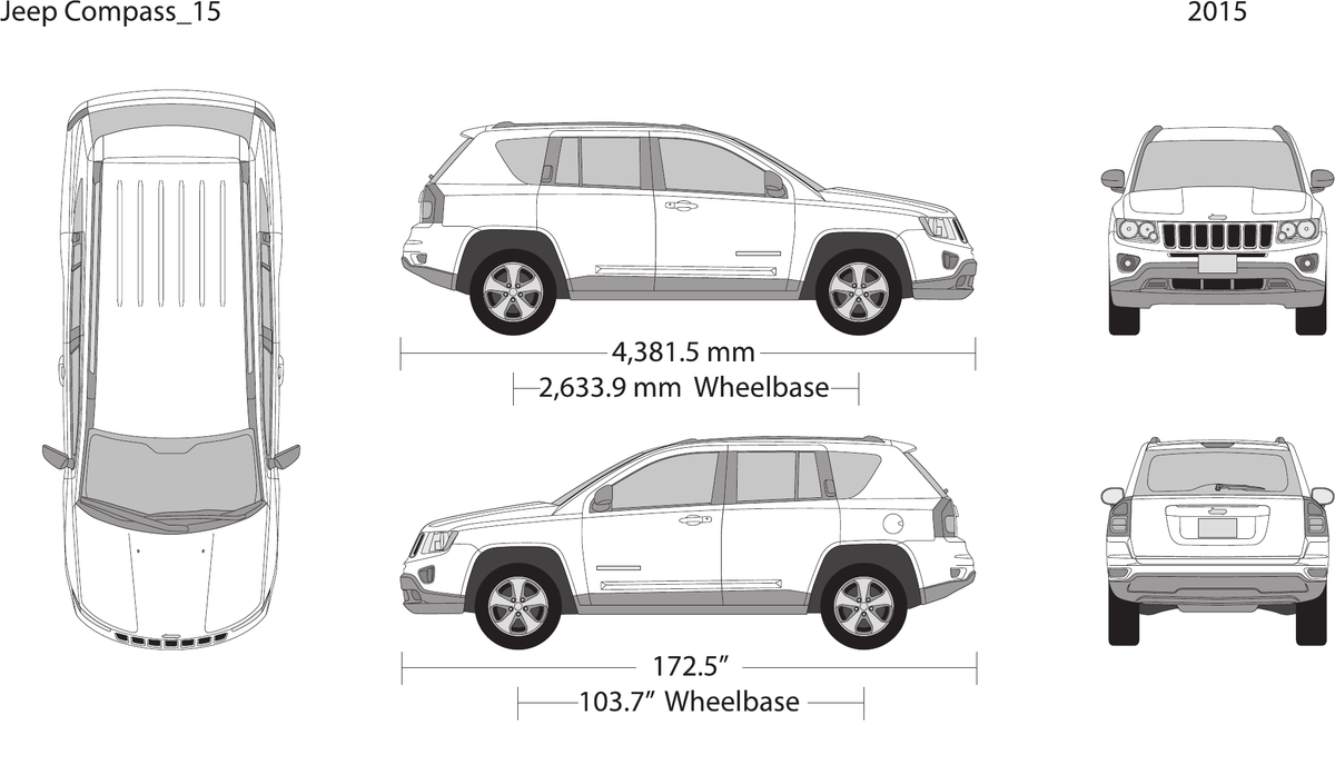 2015 Jeep Compass vector wrap template, Design-Ready PDF - GravBase