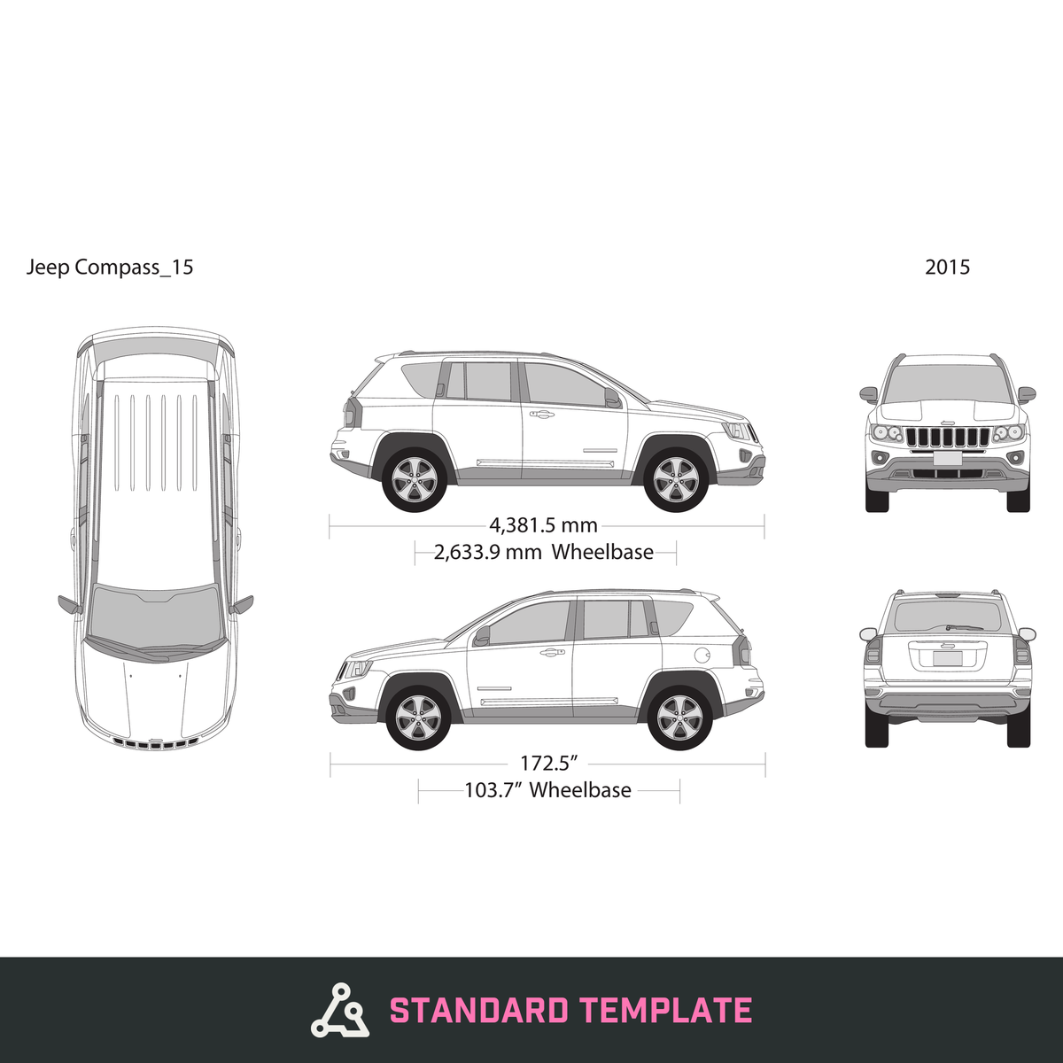 2015 Jeep Compass vector wrap template, Design-Ready PDF - GravBase