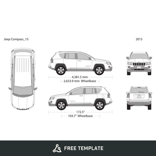 2015 Jeep Compass free vector vehicle wrap template - GravBase