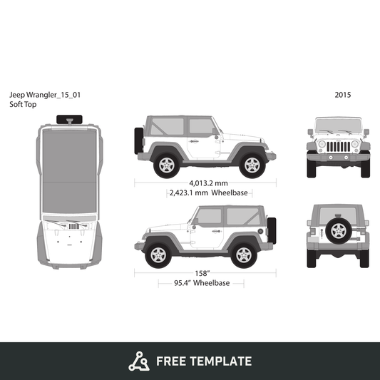2015 Jeep Wrangler free vector vehicle wrap template - GravBase