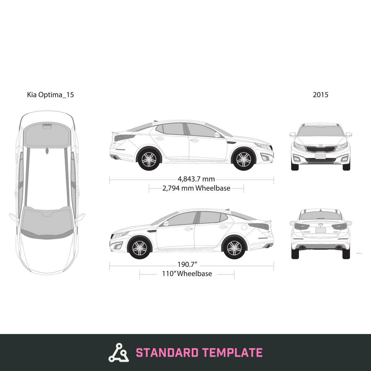 2015 Kia Optima vector wrap template, Design-Ready PDF - GravBase