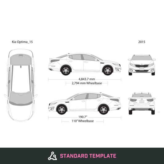 2015 Kia Optima vector wrap template, Design-Ready PDF - GravBase