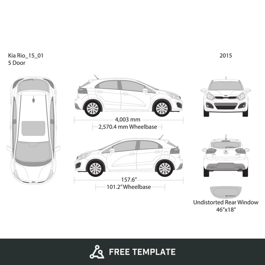 2015 Kia Rio5 free vector vehicle wrap template - GravBase