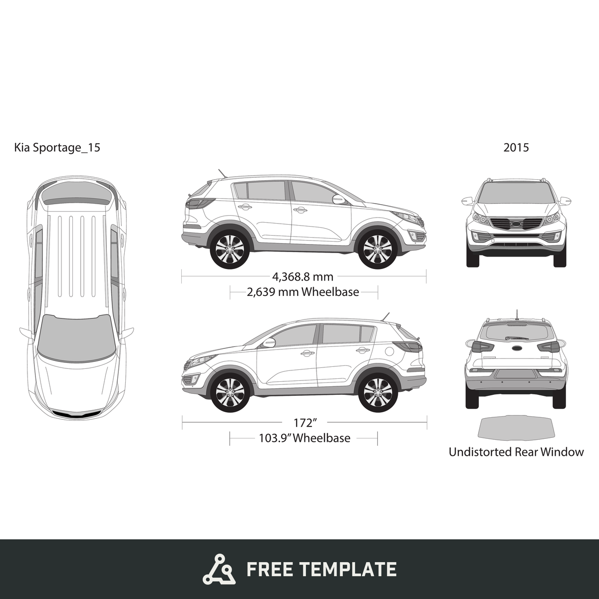 2015 Kia Sportage free vector vehicle wrap template - GravBase