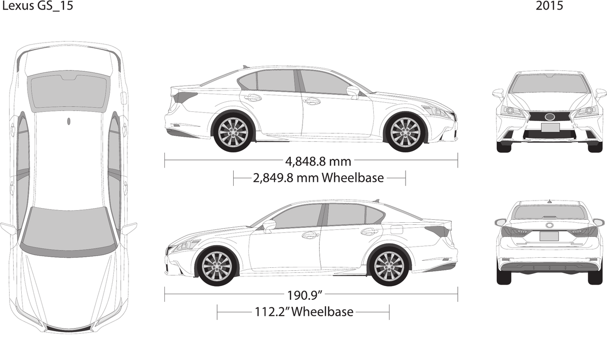 2015 Lexus GS vector wrap template, Design-Ready PDF - GravBase