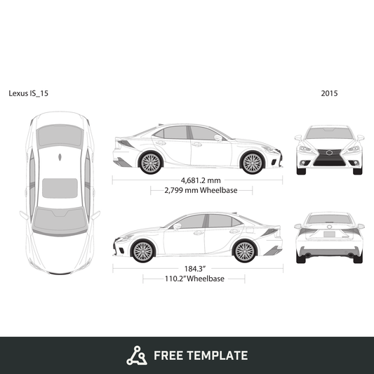 2015 Lexus IS free vector vehicle wrap template - GravBase