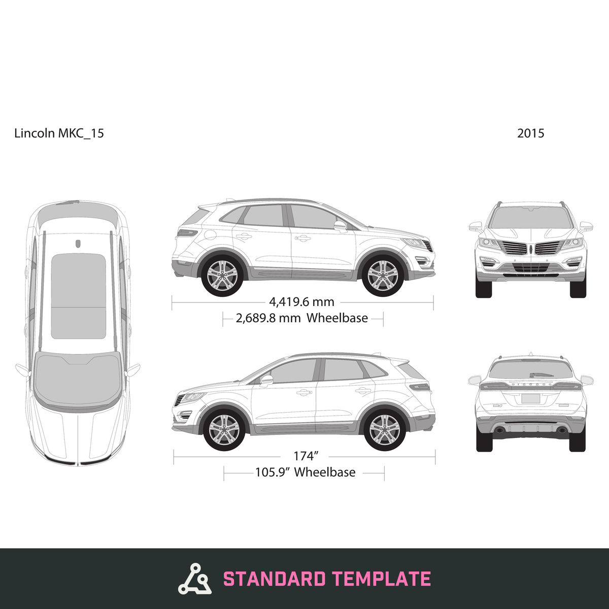2015 Lincoln MKC vector wrap template, Design-Ready PDF - GravBase