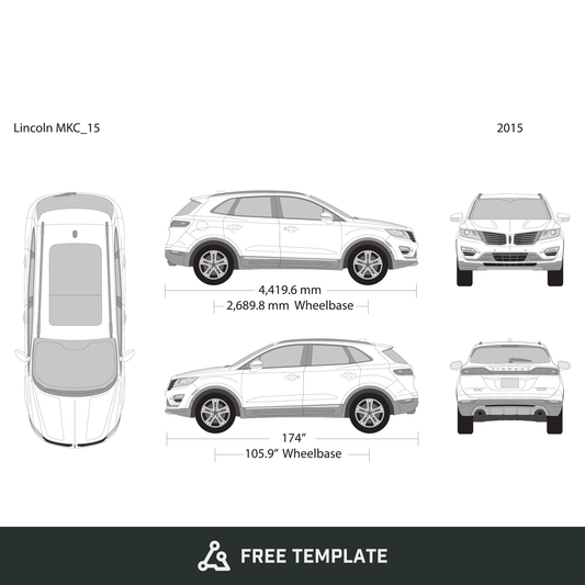 2015 Lincoln MKC free vector vehicle wrap template - GravBase