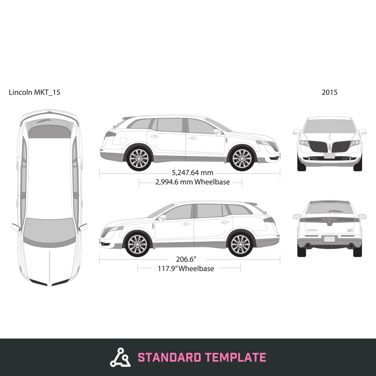 2015 Lincoln MKT vector wrap template, Design-Ready PDF - GravBase