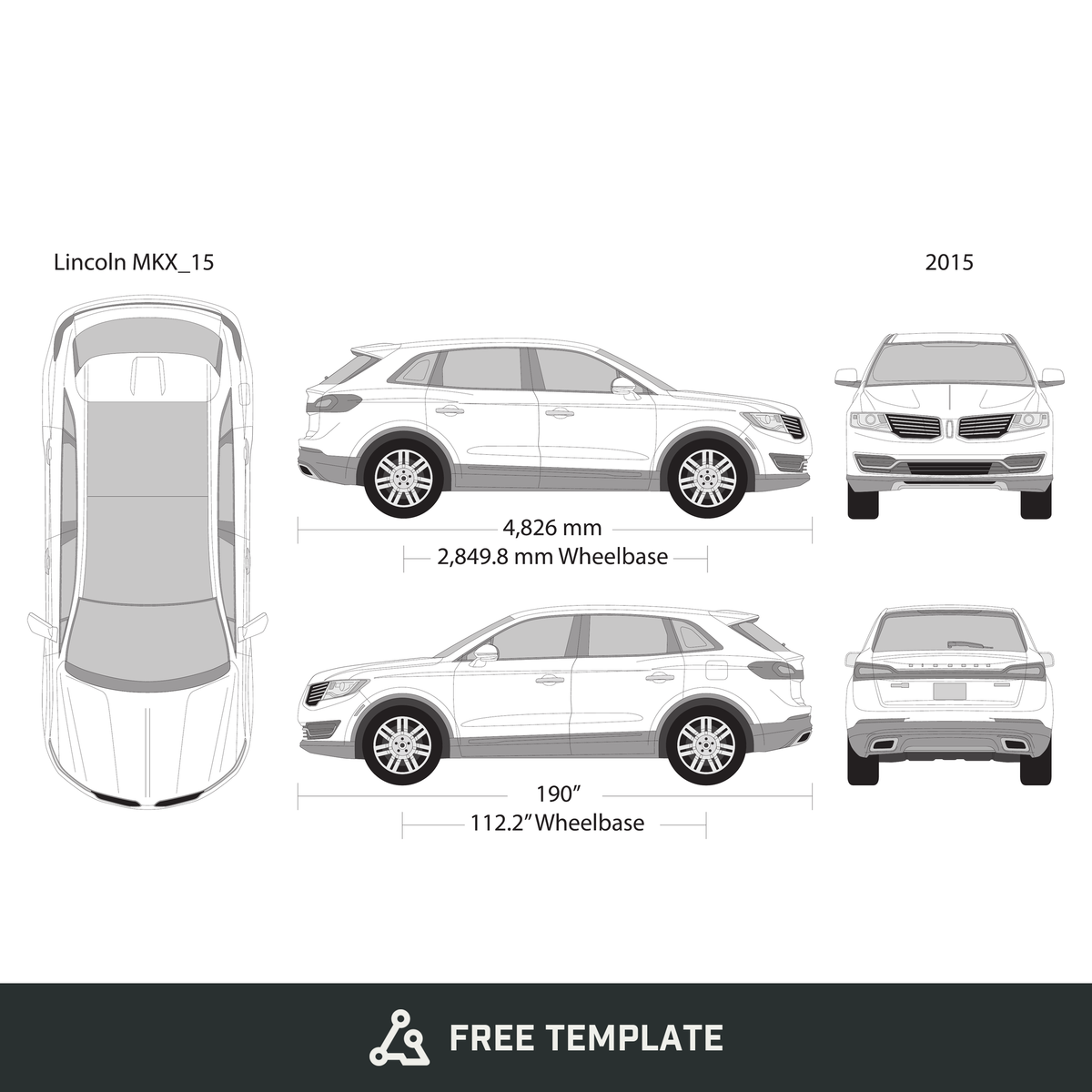 2015 Lincoln MKX free vector vehicle wrap template - GravBase