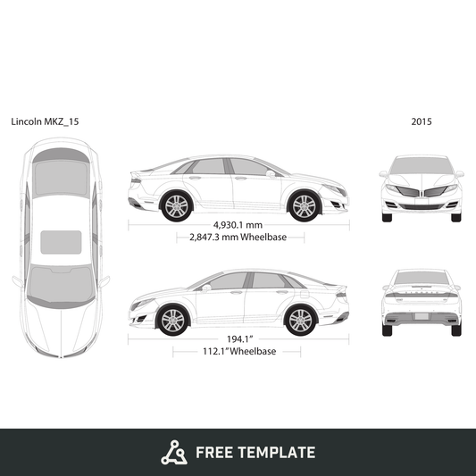 2015 Lincoln MKZ free vector vehicle wrap template - GravBase