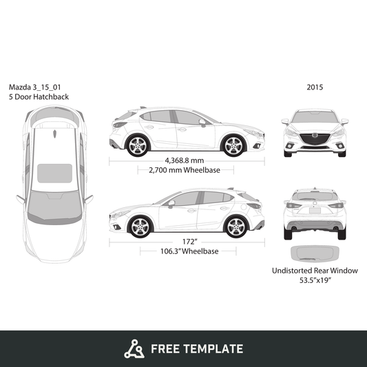 2015 Mazda 3 Hatchback free vector vehicle wrap template - GravBase