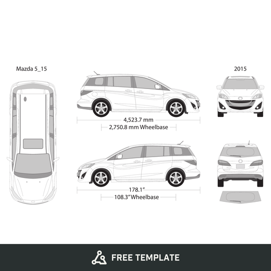 2015 Mazda 5 free vector vehicle wrap template - GravBase