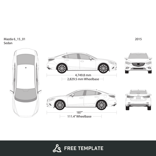 2015 Mazda 6 free vector vehicle wrap template - GravBase