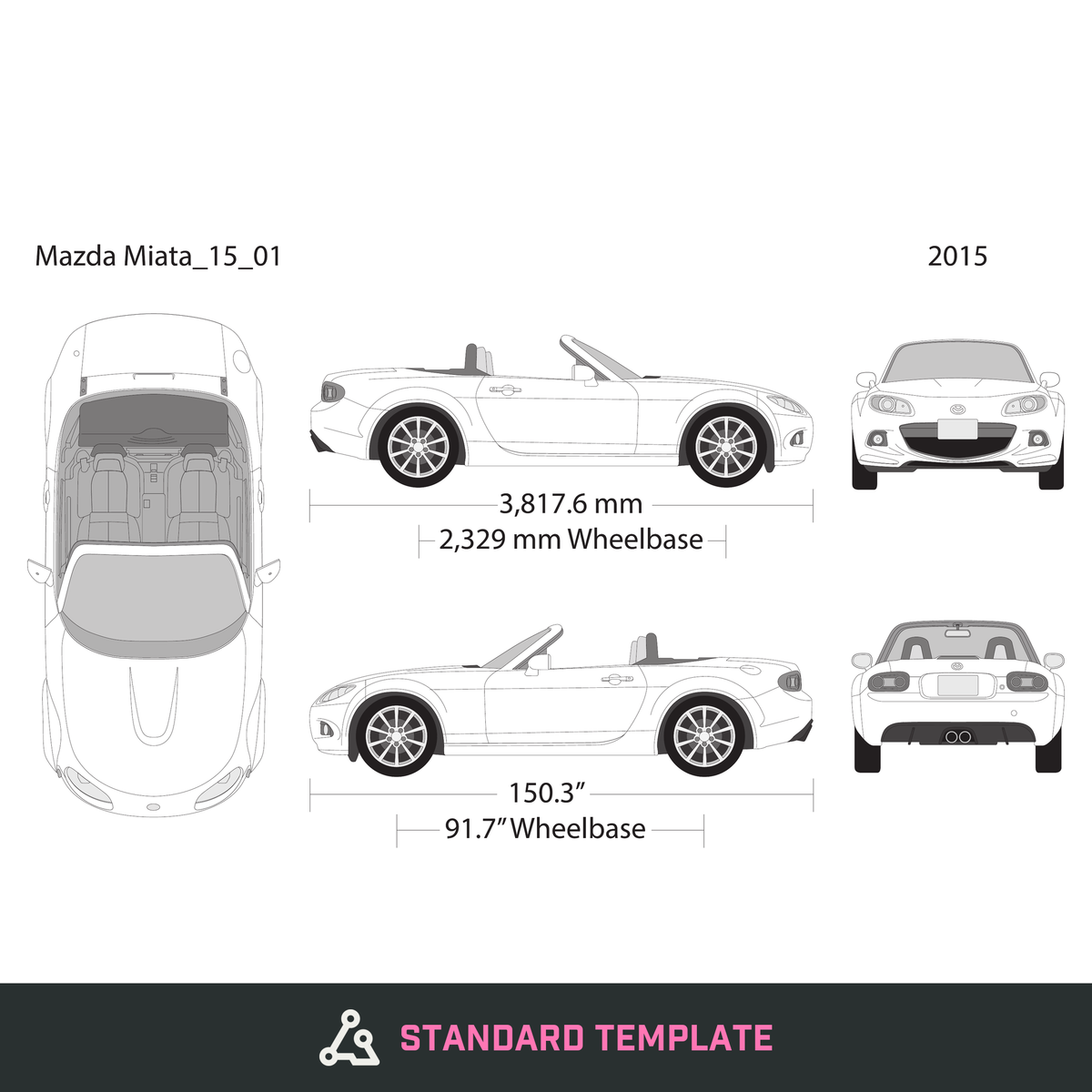 2015 Mazda Miata vector wrap template, Design-Ready PDF - GravBase