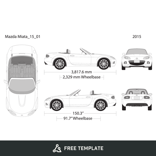 2015 Mazda Miata free vector vehicle wrap template - GravBase