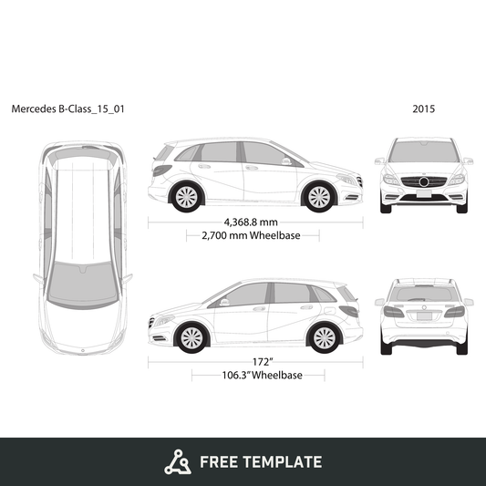 2015 Mercedes B-Class free vector vehicle wrap template - GravBase