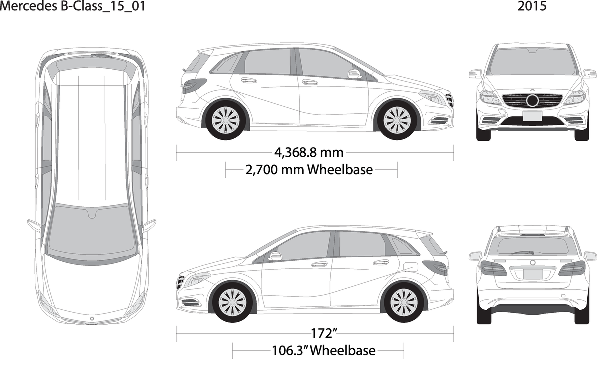 2015 Mercedes B Class V01 Vehicle Wrap Template
