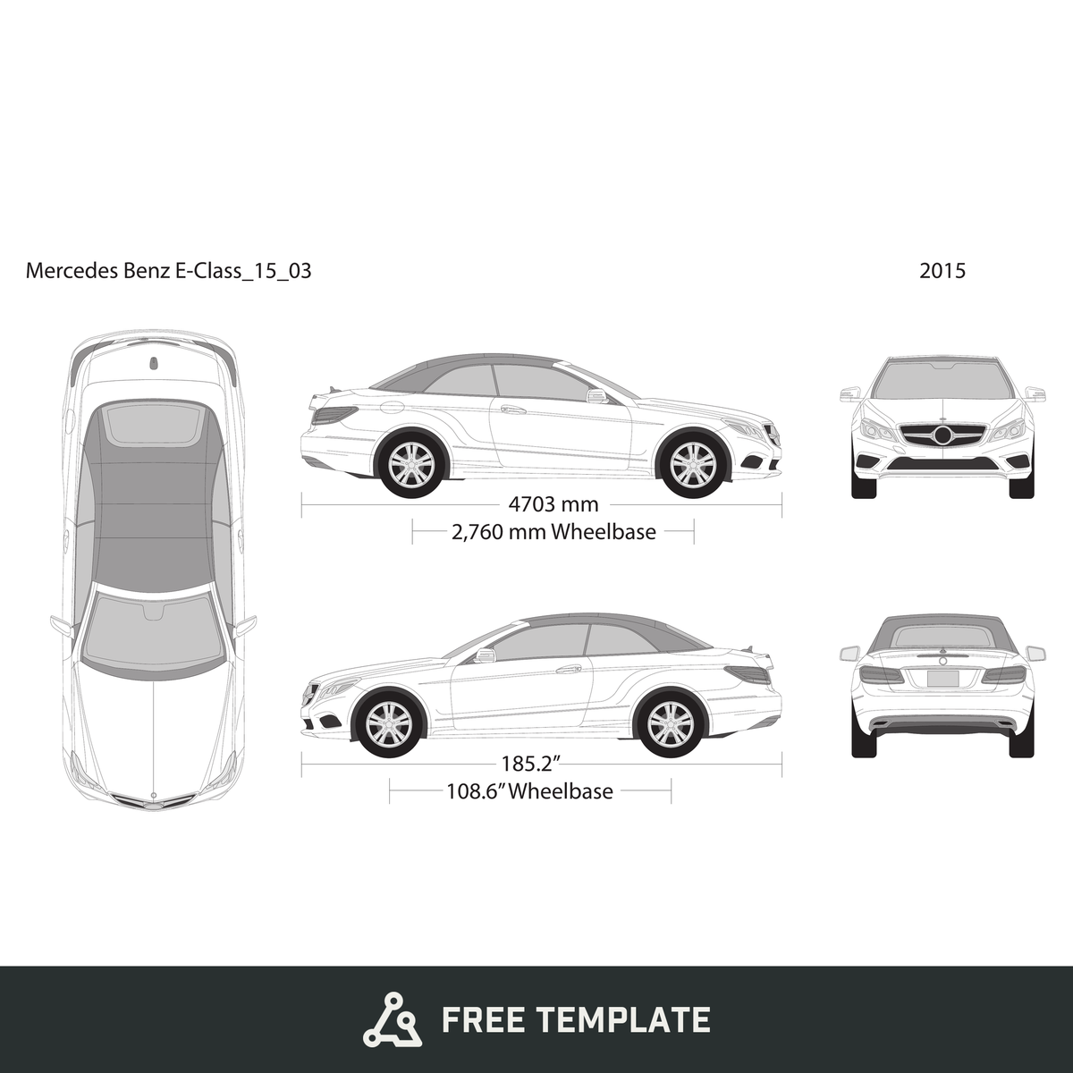 2015 Mercedes E-Class free vector vehicle wrap template - GravBase