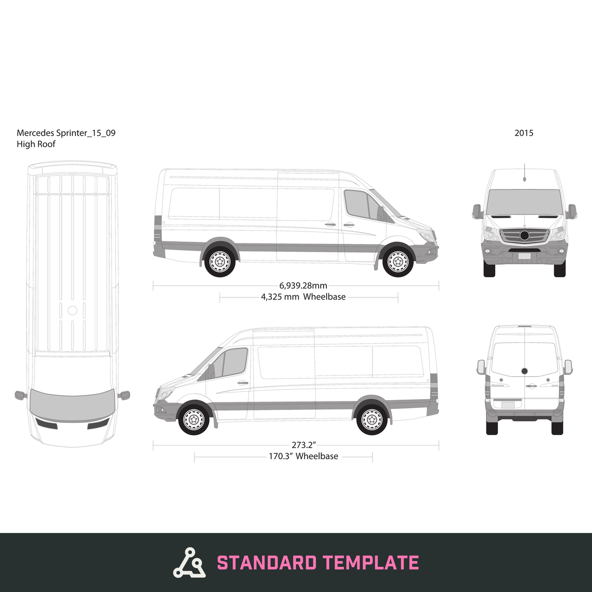 2015 Mercedes Sprinter vector wrap template V09, Design-Ready PDF - GravBase