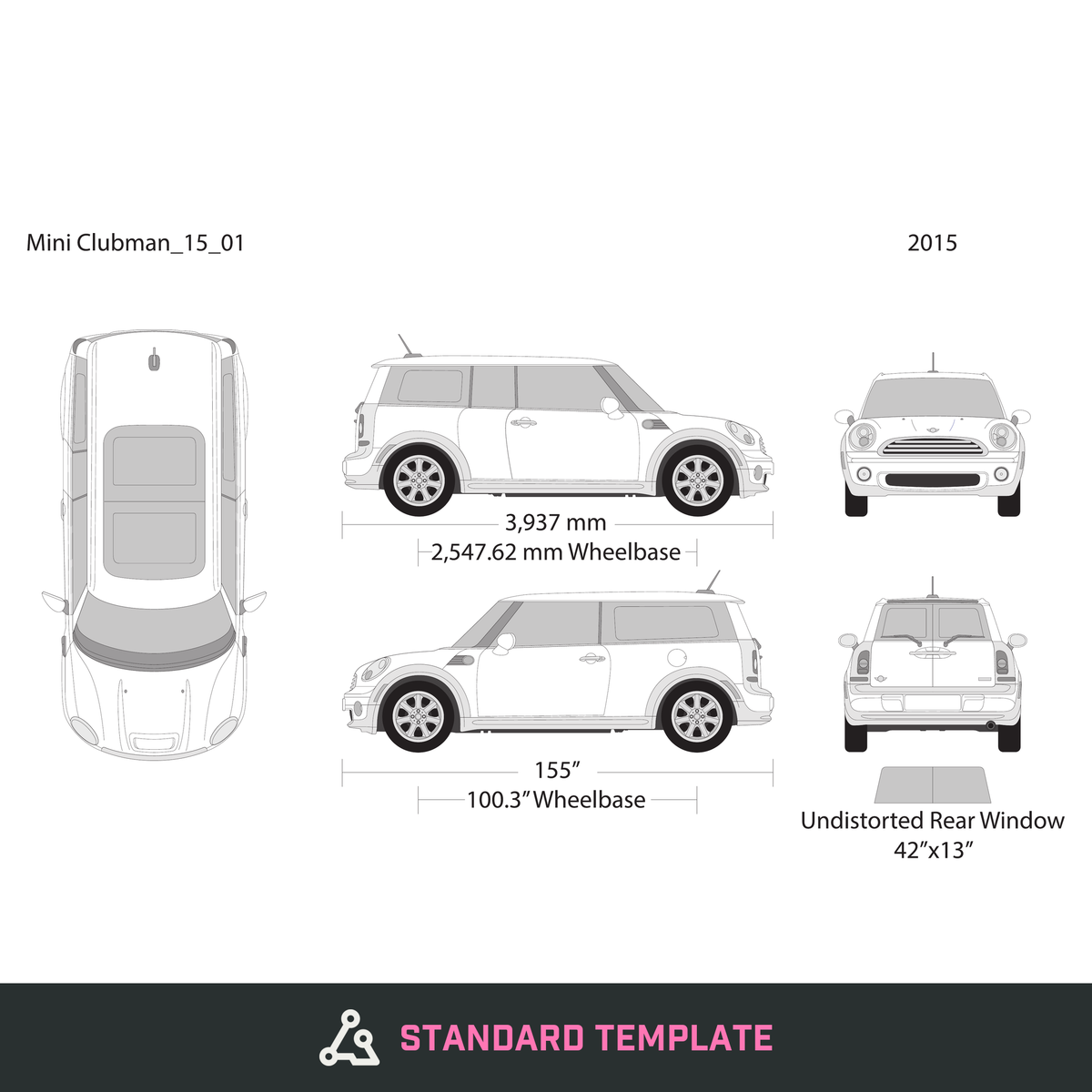 2015 Mini Cooper Mini Clubman vector wrap template, Design-Ready PDF - GravBase