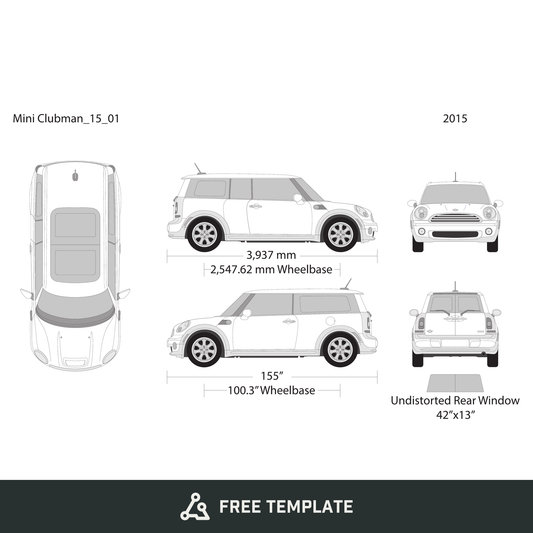 2015 Mini Cooper Mini Clubman free vector vehicle wrap template - GravBase