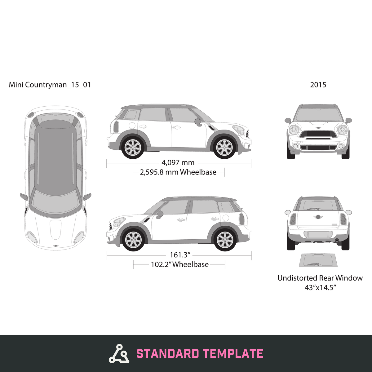 2015 Mini Cooper Mini Countryman vector wrap template, Design-Ready PDF - GravBase
