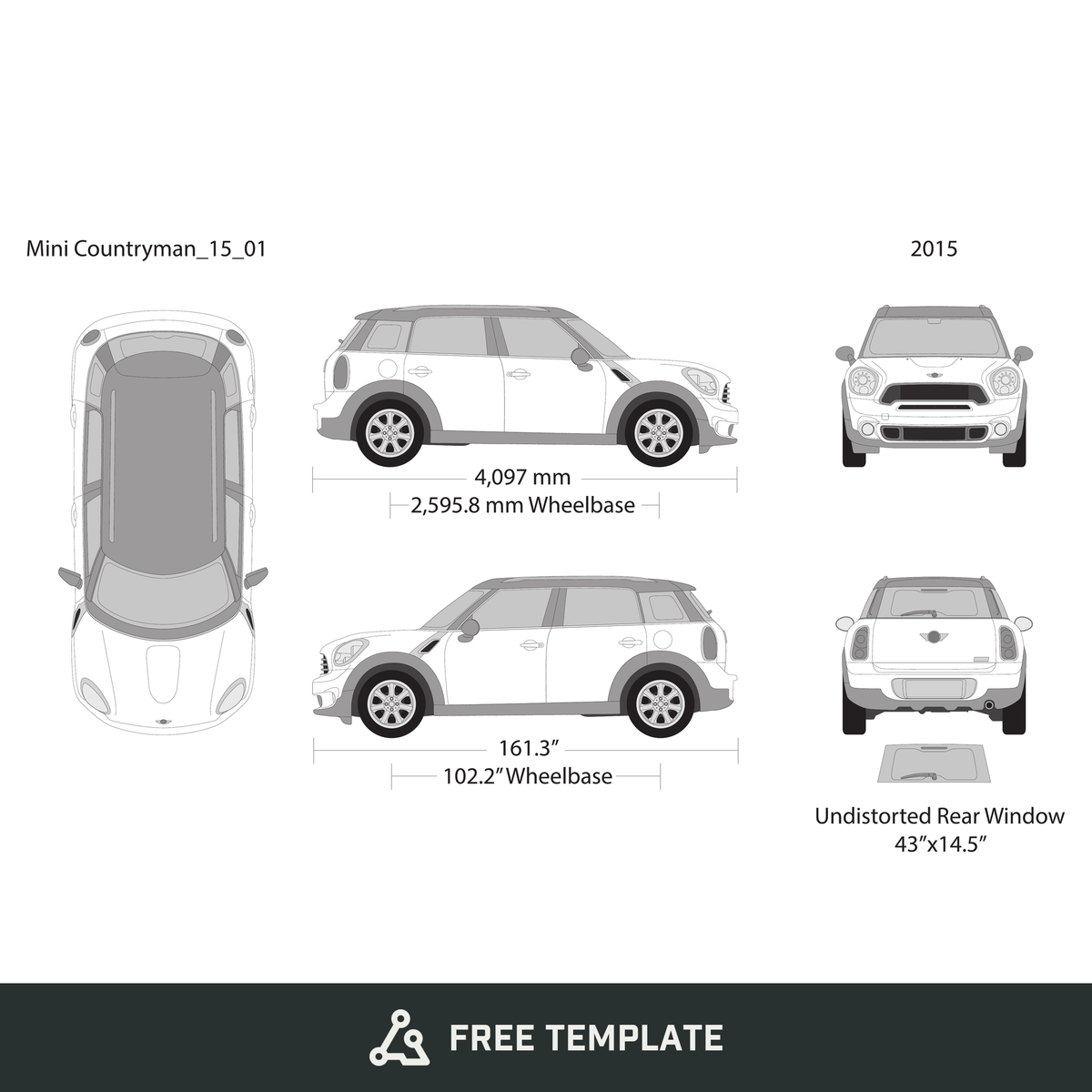 2015 Mini Cooper Mini Countryman free vector vehicle wrap template - GravBase