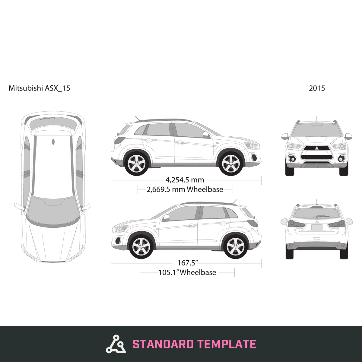 2015 Mitsubishi ASX vector wrap template, Design-Ready PDF - GravBase