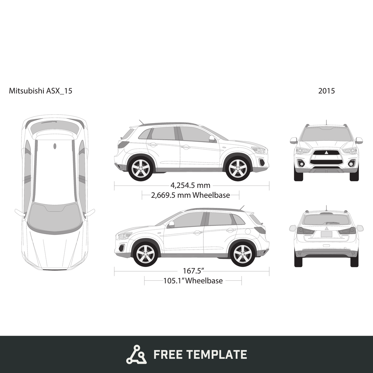 2015 Mitsubishi ASX free vector vehicle wrap template - GravBase
