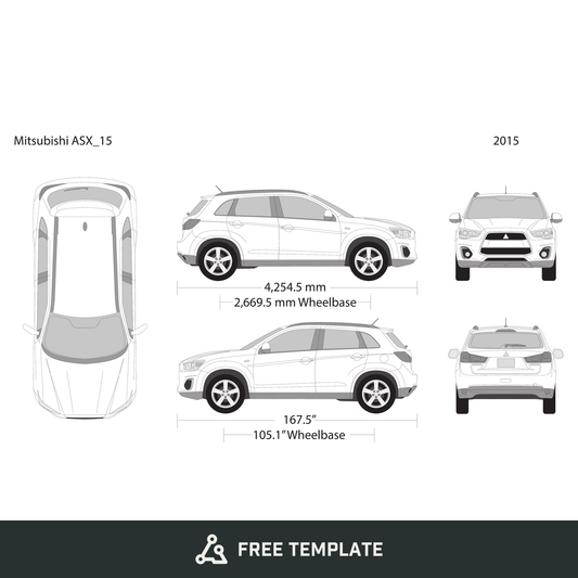 2015 Mitsubishi ASX free vector vehicle wrap template - GravBase
