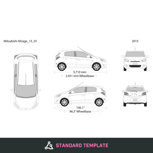 2015 Mitsubishi Mirage vector wrap template, Design-Ready PDF - GravBase