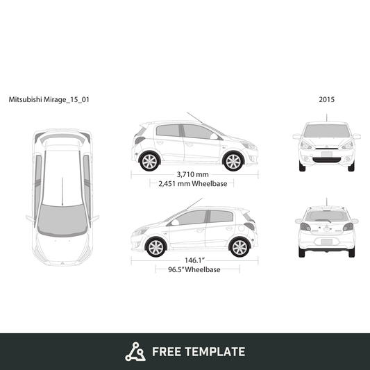 2015 Mitsubishi Mirage free vector vehicle wrap template - GravBase