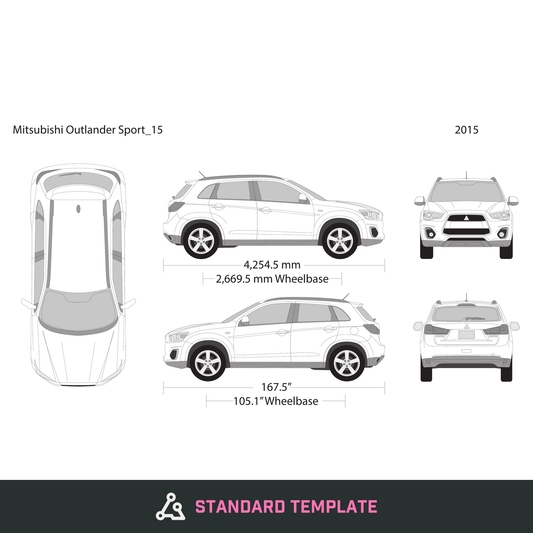2015 Mitsubishi Outlander Sport vector wrap template, Design-Ready PDF - GravBase