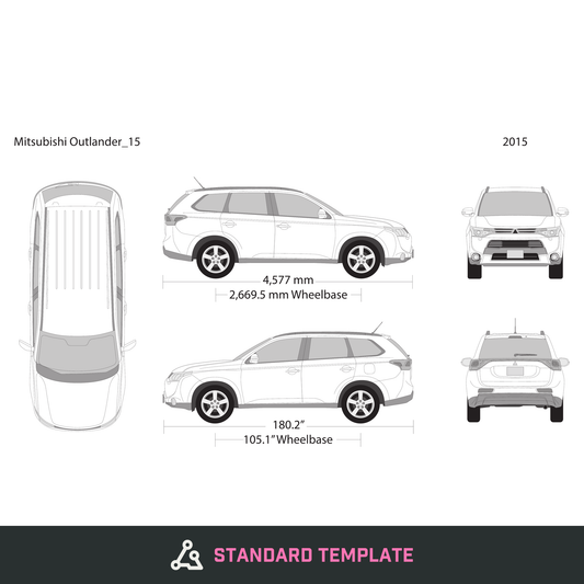 2015 Mitsubishi Outlander vector wrap template, Design-Ready PDF - GravBase