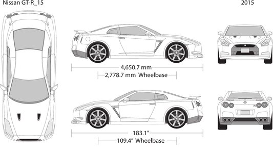 2015 Nissan GT-R vector wrap template, Design-Ready PDF - GravBase