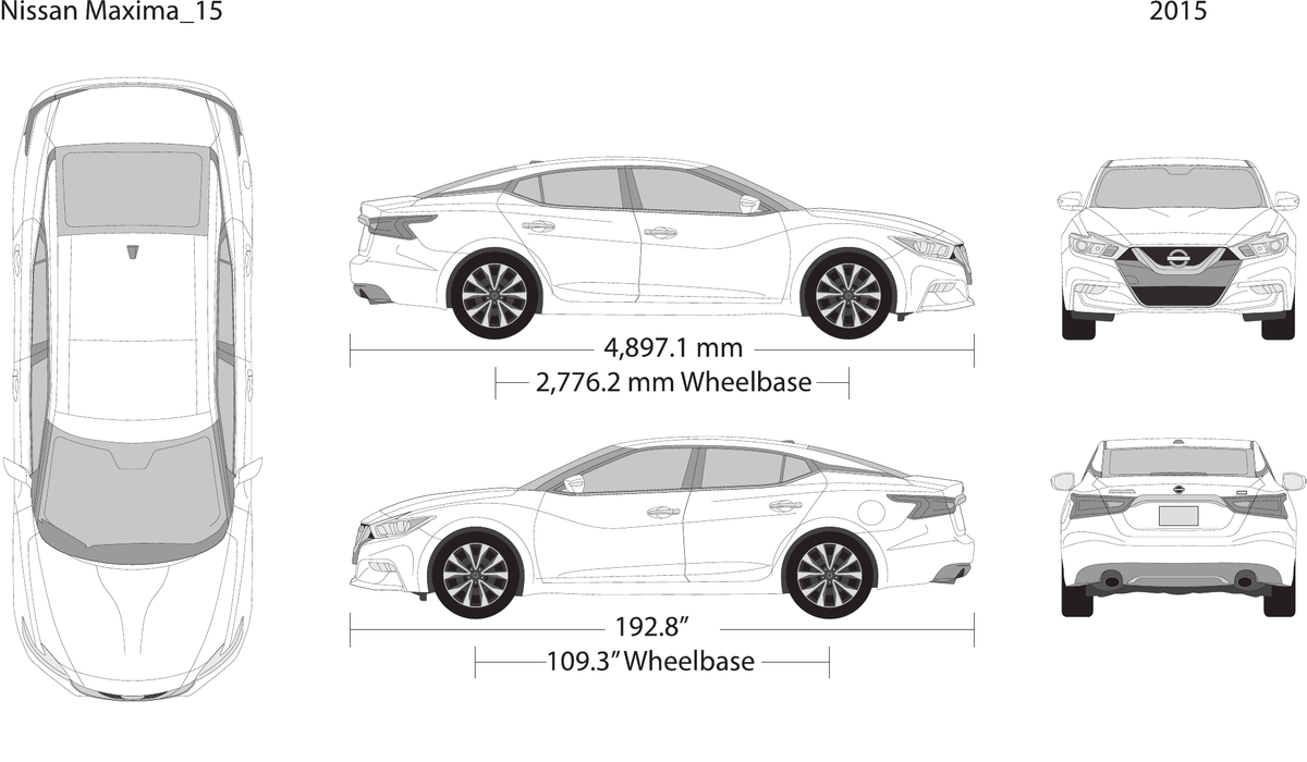2015 Nissan Maxima vector wrap template, Design-Ready PDF - GravBase