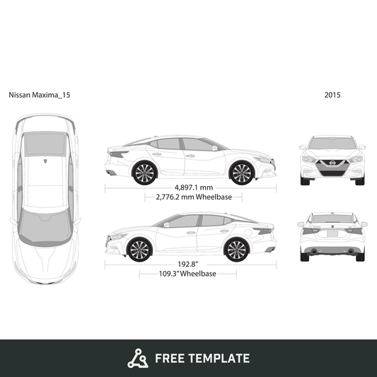 2015 Nissan Maxima free vector vehicle wrap template - GravBase