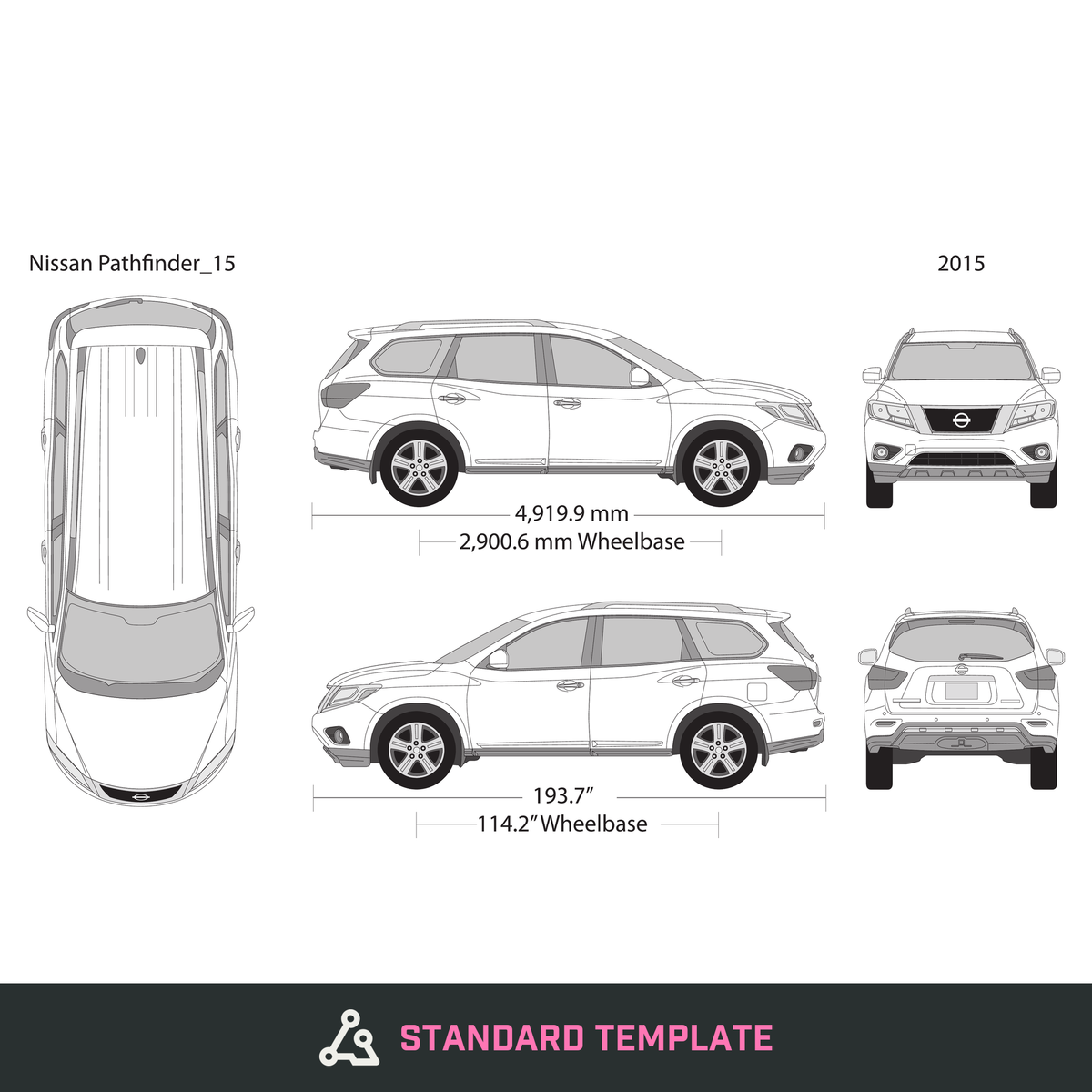 2015 Nissan Pathfinder vector wrap template, Design-Ready PDF - GravBase