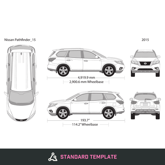 2015 Nissan Pathfinder vector wrap template, Design-Ready PDF - GravBase