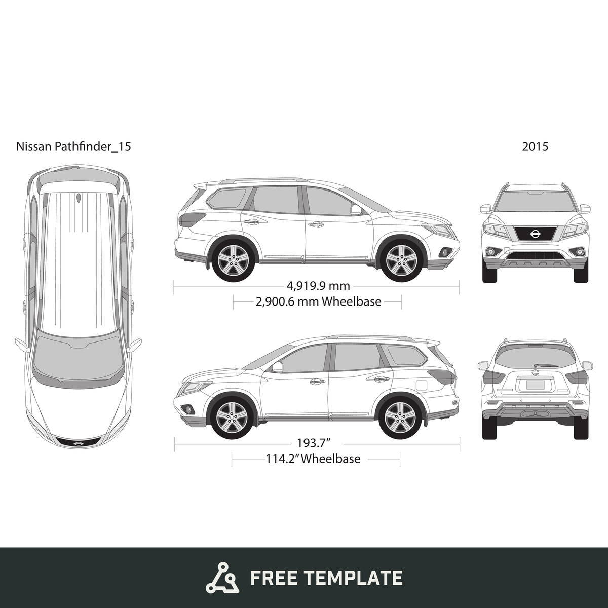 2015 Nissan Pathfinder free vector vehicle wrap template - GravBase