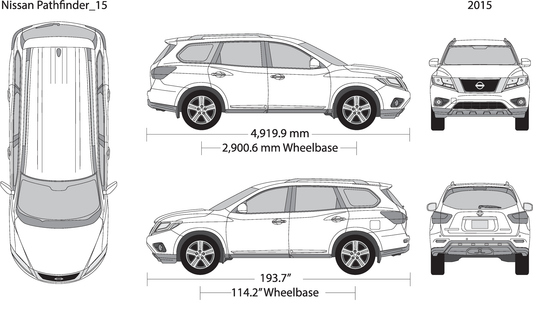 2015 Nissan Pathfinder V15 Vehicle Wrap Template