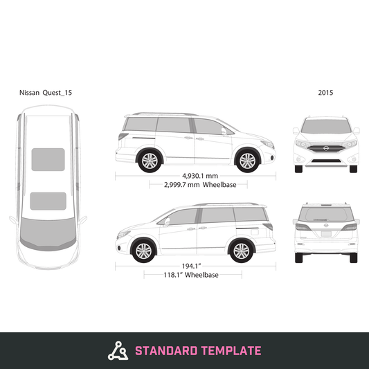 2015 Nissan Quest vector wrap template, Design-Ready PDF - GravBase